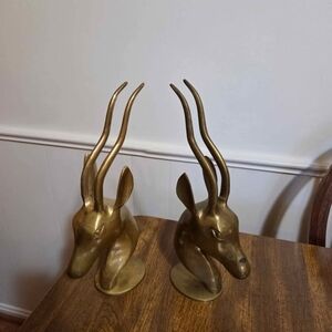 Brass Gold Antelope Head Sculptures